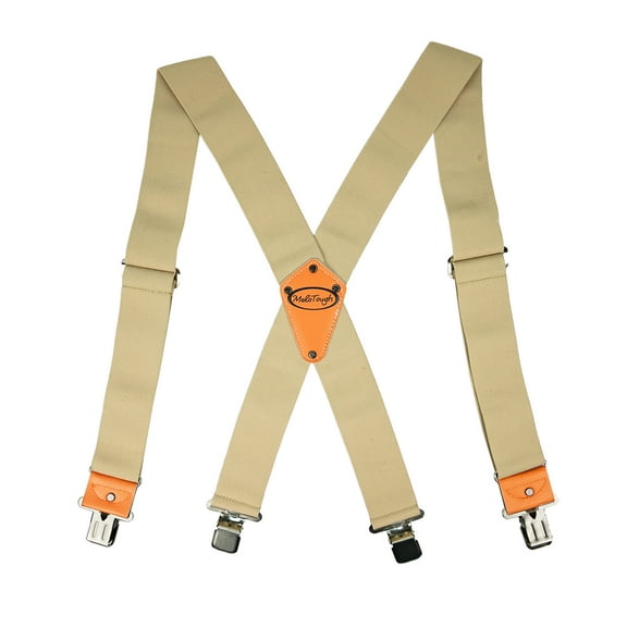MELOTOUGH Men Suspenders With 2 inch Elastic Fully Adjustable X Shape Industrial Strength Heavy Duty Suspenders For Men  Khaki