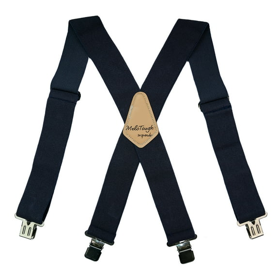 MELOTOUGH Men's Blue Suspenders X Back Style Clip-on Suspenders with Extra Clips Adjustable Braces for Men
