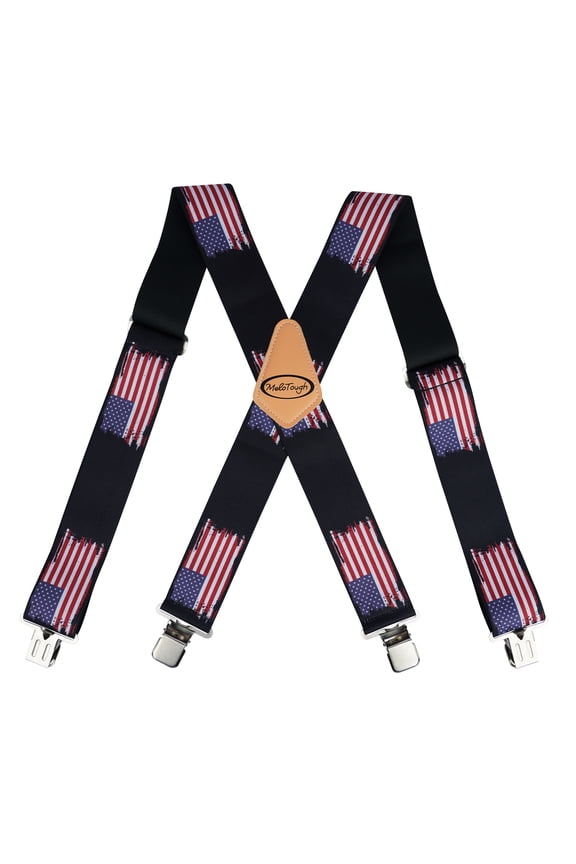 MELOTOUGH Men's Suspenders Fully Elastic 2 inch Wide X back Heavy Duty Work Suspenders