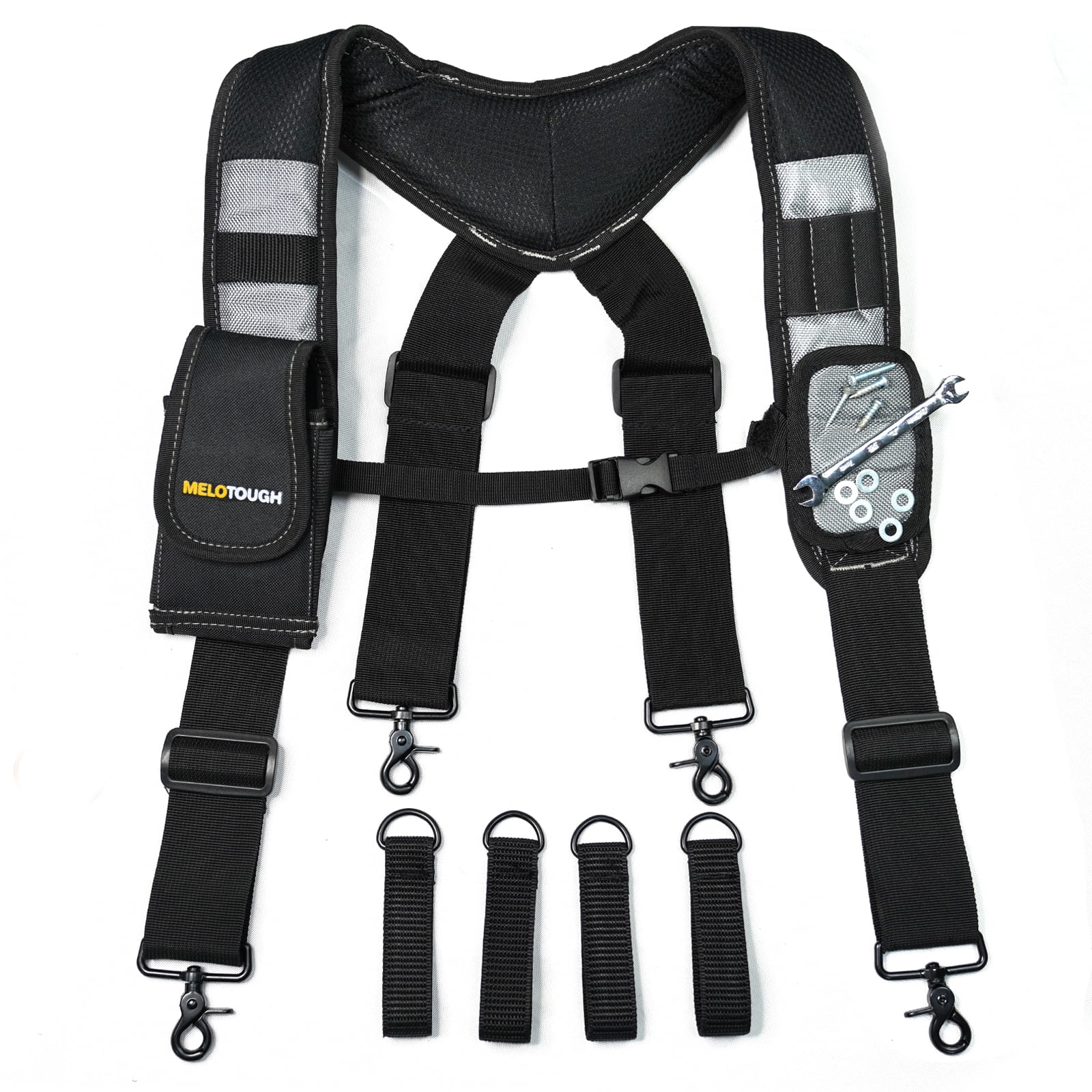 MELOTOUGH Men's Utility Tool Belt Suspenders, Gray, Foam Padded