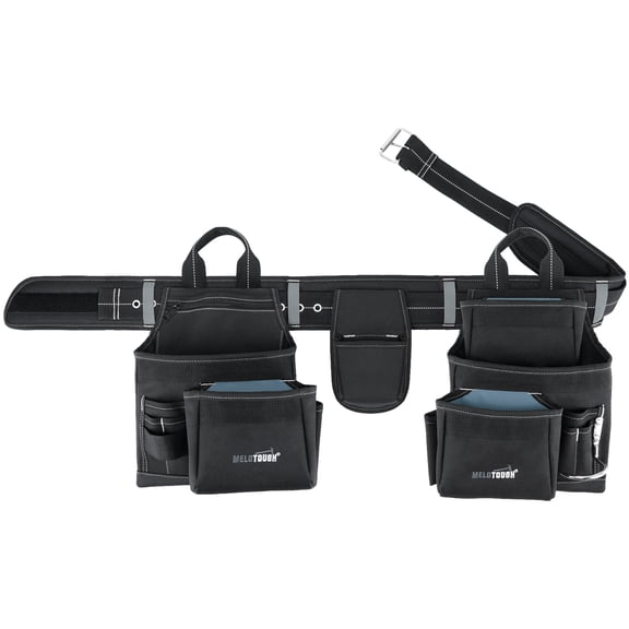 MELOTOUGH Professional Tool Belt Organizer with 21 Pockets, Electrician Tool Belt Tool Rig Combo Apron Tool Pouch, Heavy Durable Construction Work Belt for Framer, Carpenter, Electrician