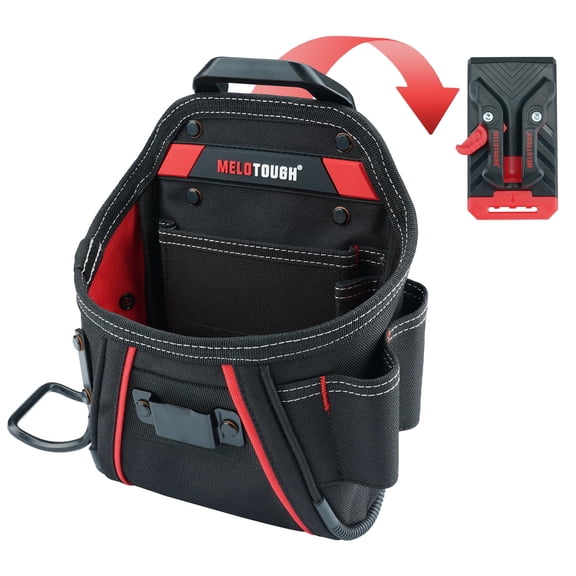 MELOTOUGH Small Electrician Tool Pouch Nail Screw Work Pocuh Tool Belt Pouch with Belt Clip Attachment Tradesman Tool Bag Pouch with Hammer Loop Electrician Tool Holster