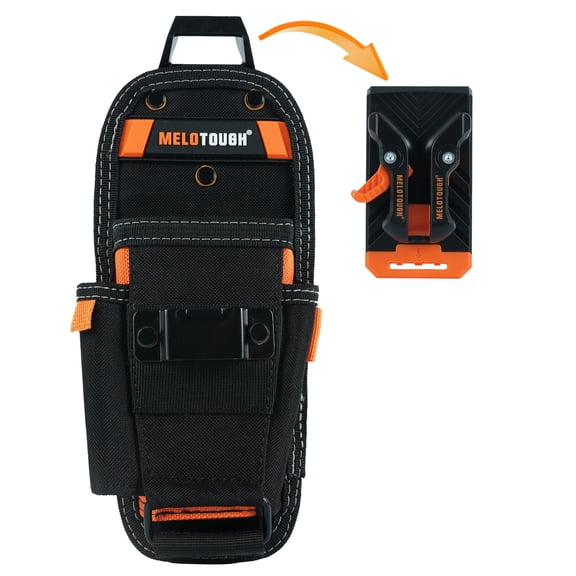 MELOTOUGH Small Tool Pouch with Quick Release Belt Clip,Clip On Tool Belt Pouch with Electrician Tapemeasure Clip, Mini Work Organizer Tool Holster and Knife Tool Holder Pouch