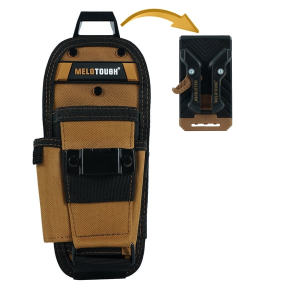 MELOTOUGH Small Tool Pouch with Quick Release Belt Clip,Clip On Tool Belt Pouch with Electrician Tapemeasure Clip, Mini Work Organizer Tool Holster and Knife Tool Holder Pouch
