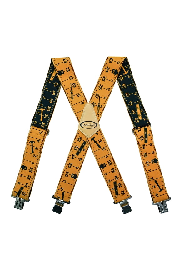 MELOTOUGH Tape Measure Suspenders 2" Wide Adjustable X Shape Heavy Duty Mens Suspenders
