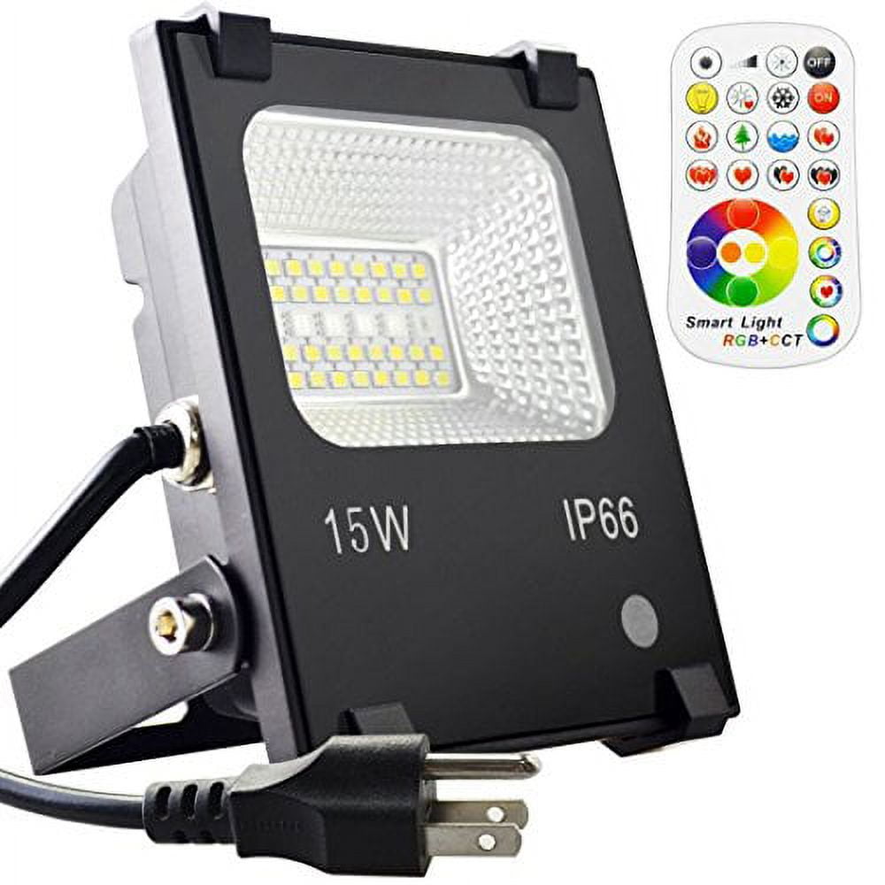 MELPO Melpo 15W Led Flood Light Outdoor, Color Changing RGB Floodlight with  Remote, 120 RGB Colors, Warm White to Daylight Tunable, IP66 Waterproof, US  3-Plug