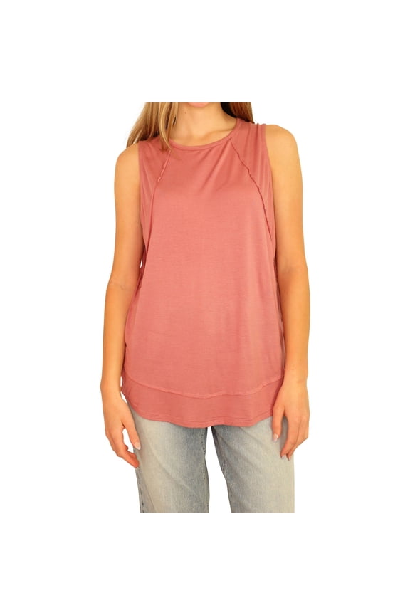 Womens Seamed Tank Top, Pink, Small