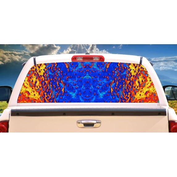 MELTING Rear Window Graphic truck view thru vinyl decal back