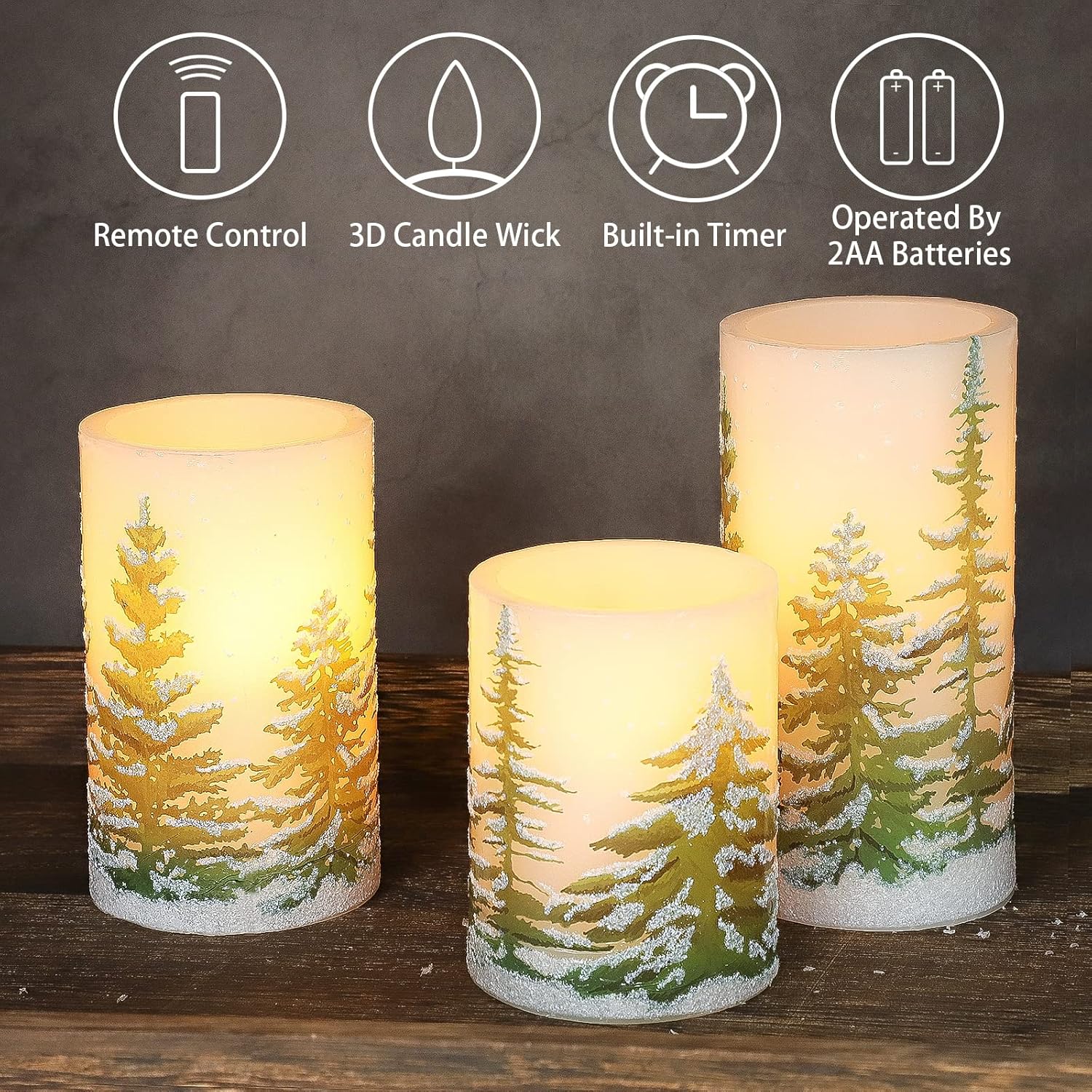 MELTONE Christmas Tree Flameless Candles With Remote Real Wax Flickering Battery Operated Candles Home Party Holiday Decorations Set Of 3 MELTONE Christmas Tree Flameless Candles With Remote Real Wax Flickering Battery Operated Candles Home Party Holiday Decorations Set Of 3