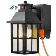 MELUAIM Outdoor Wall Light Fixture,Dusk to Dawn Sensor Porch Light Outdoor,Wall Lantern,GFCI Outlet Black Weatherproof 1-Pack