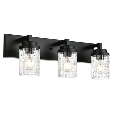 MELUCEE 3-Light ‎Matte Black LED with Clear Grid Glass