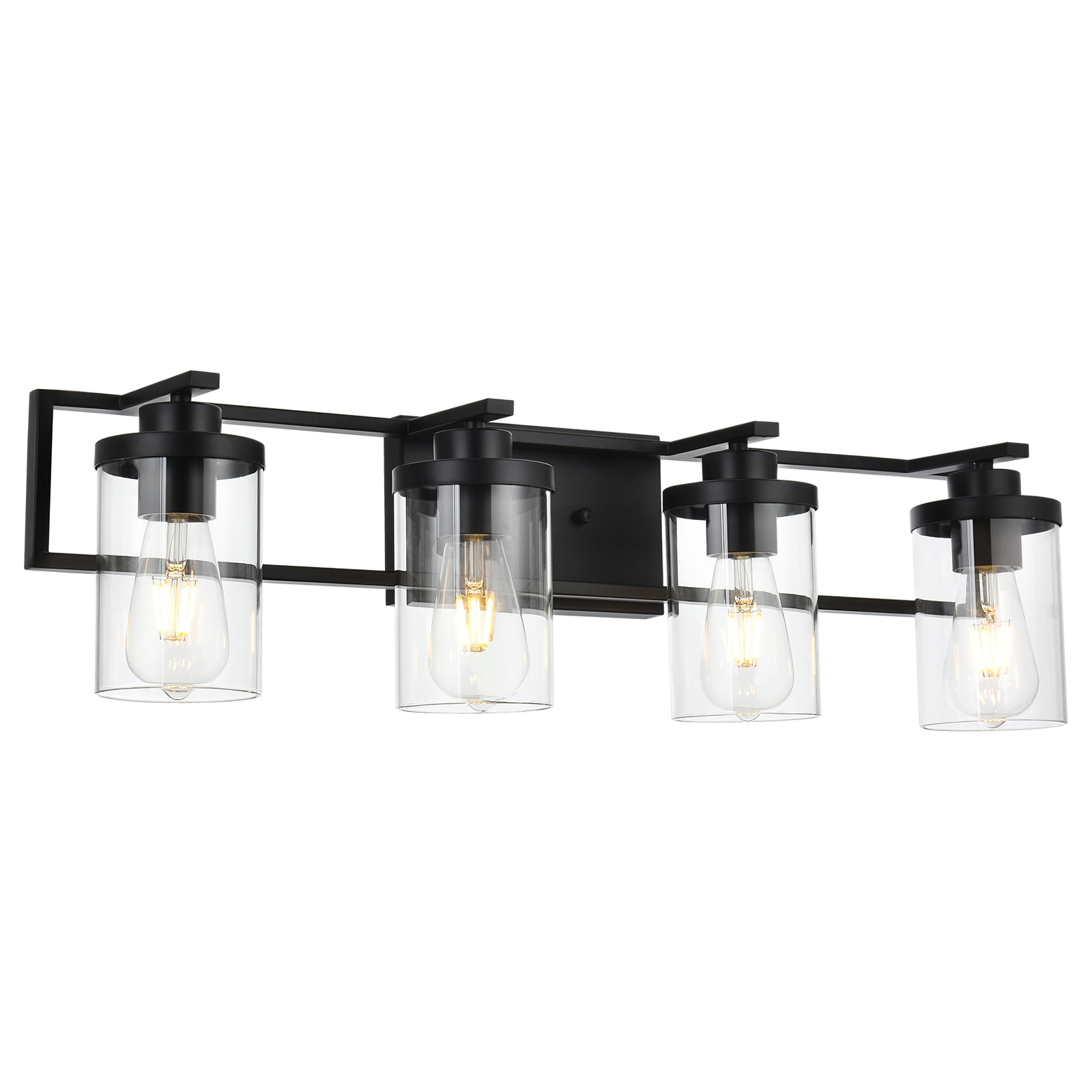 Melucee 4-light Bathroom Lighting Fixtures Over Mirror Matte Black 