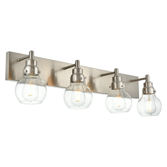 MELUCEE 4-Light Vanity Light Fixtures in Brushed Nickel with Clear Globe Glass