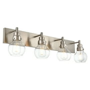 MELUCEE 4-Light Vanity Light Fixtures in Brushed Nickel with Clear Globe Glass