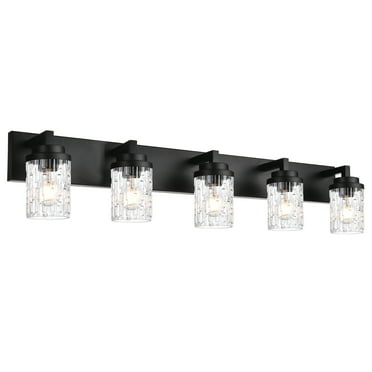 MELUCEE 5-Light ‎Matte Black LED with Clear Grid Glass