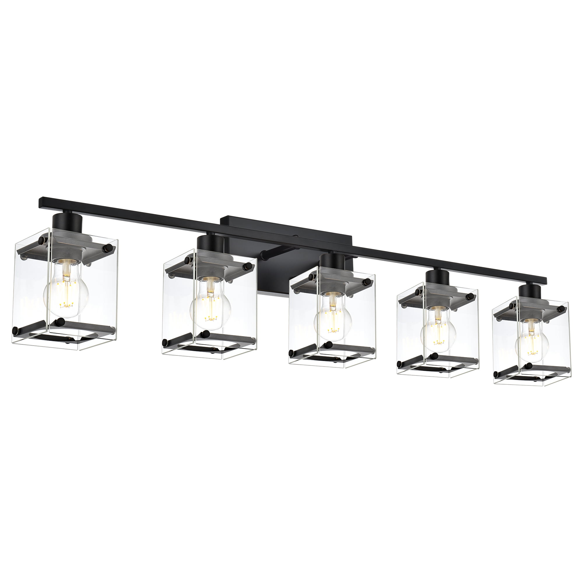 MELUCEE 5 Light Vanity Lights for Bathroom, 40 Inches Black Bathroom