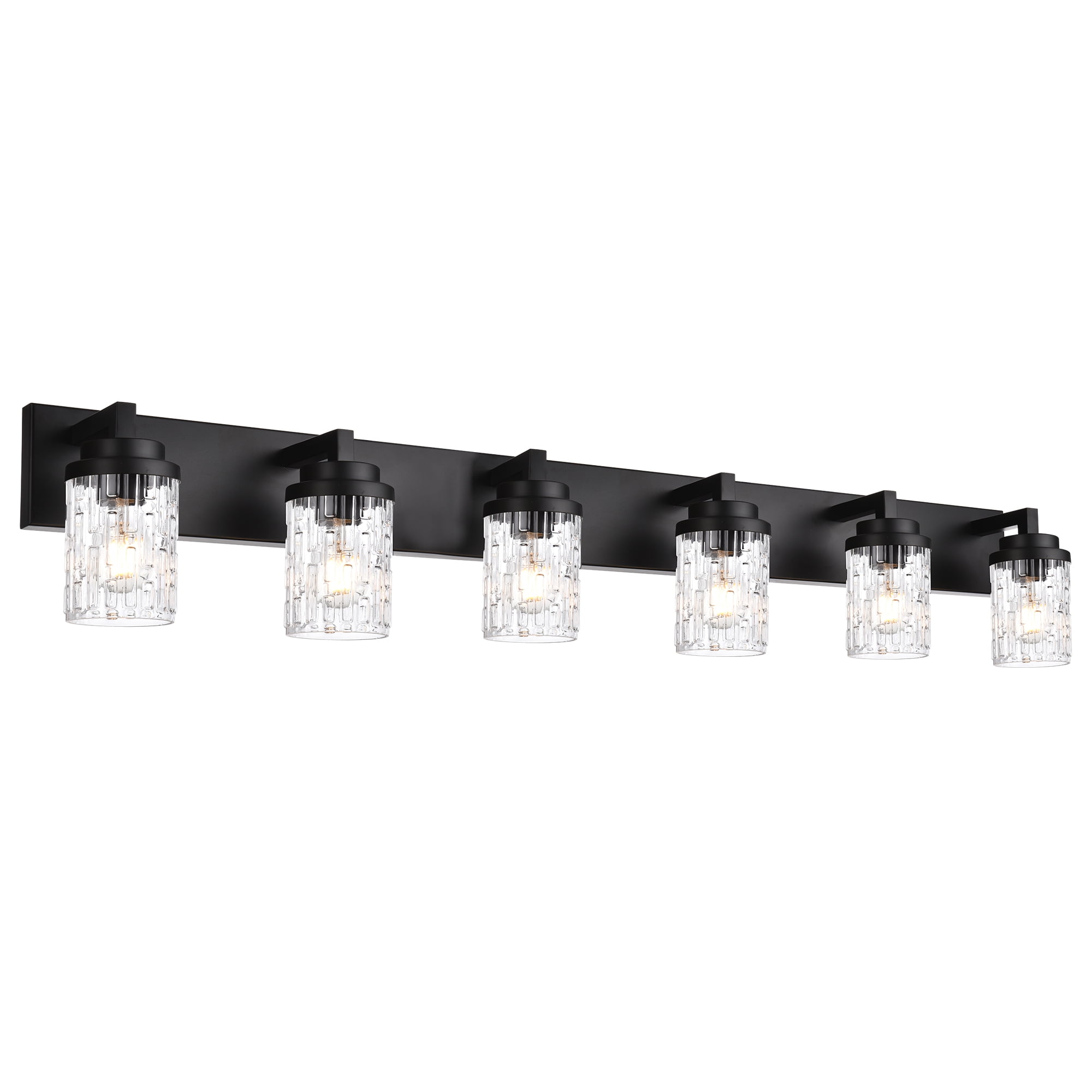 MELUCEE 6Light Bath Lighting, Black Farmhouse Vanity Lights, Clear