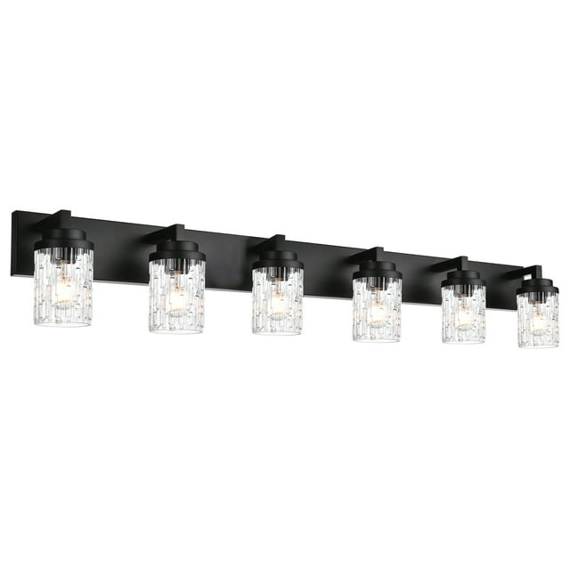 MELUCEE 6Light Bathroom Lighting in Black Finish, Farmhouse Vanity