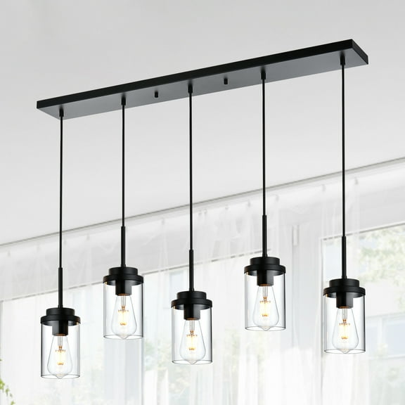 MELUCEE Kitchen Island Lighting 5 Lights Linear Chandeliers for Dining Room with Clear Glass Shade, 40.1 Inches Length