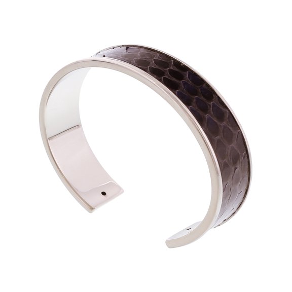 MEMAN PITTONE AMAR Navy/Silver Genuine Python Bracelet