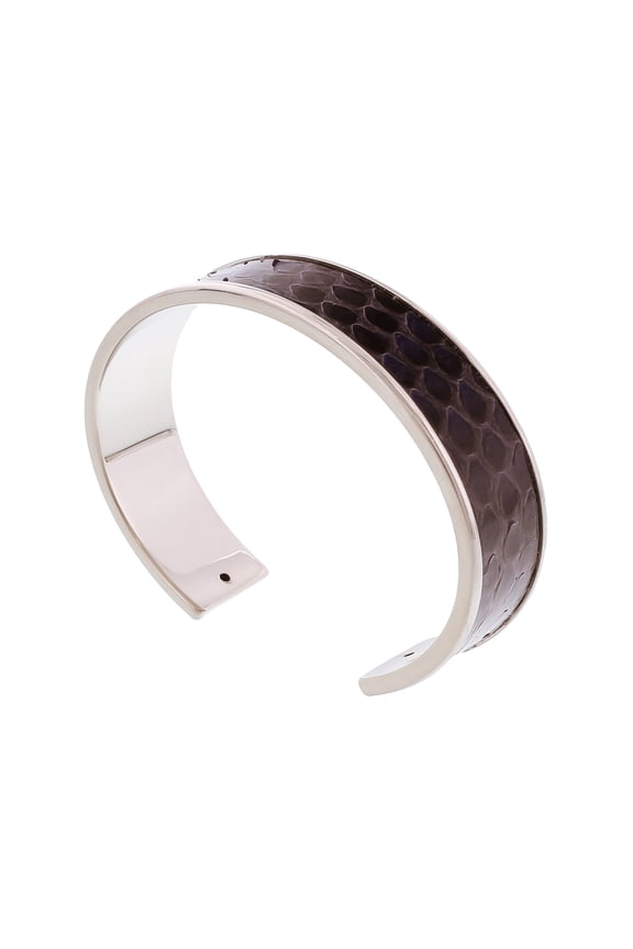 MEMAN PITTONE AMAR Navy/Silver Genuine Python Bracelet