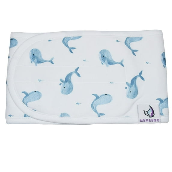 MEMEENO Belly Band for Colic & Gas Relief, Organic Cotton, Self-Warming for Fussy Newborn (Ceta Whale)