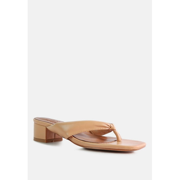 MEMESTAR Latte Low Heel Thong Sandals
