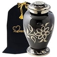 thumbnail image 1 of MEMORIALS 4U Black & Gold Floral Cremation Urn - Florentine Urn - Adult Funeral Urn Handcrafted and Engraved - Affordable Urn for Ashes - Large Urn with Free Bag, 1 of 2