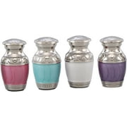 MEMORIALS4U Forever in our Hearts Brass Rainbow Keepsake Urns Set of 4 Beautiful Shades of Mini Token Handcrafted and Affordable Mini for Ashes