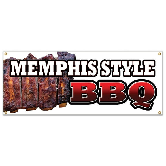 MEMPHIS STYLE BBQ BANNER SIGN beef brisket ribs pork barbque open eat
