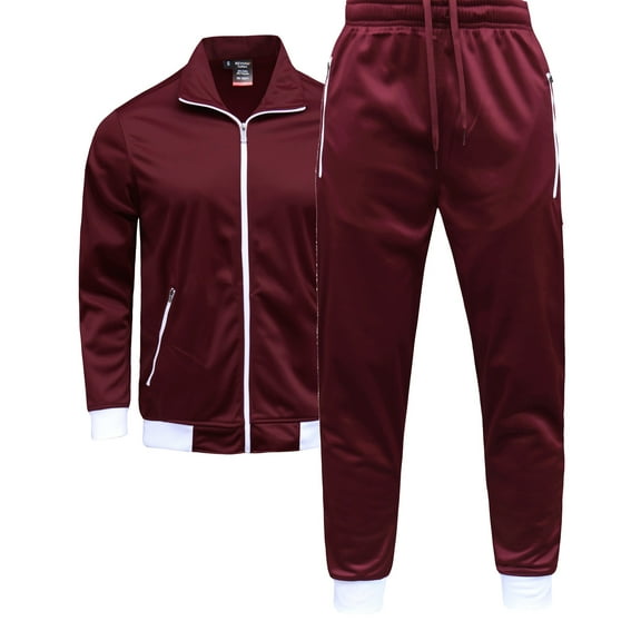MEN 2 PIECE CLASSIC SOLID JOGGER TRACK JACKET & PANTS TRACKSUIT W/DRAWSTRINGS SMALL UPTO 5XL