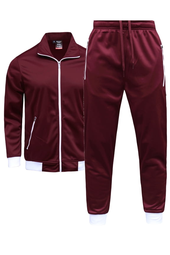 MEN 2 PIECE CLASSIC SOLID JOGGER TRACK JACKET & PANTS TRACKSUIT W/DRAWSTRINGS SMALL UPTO 5XL