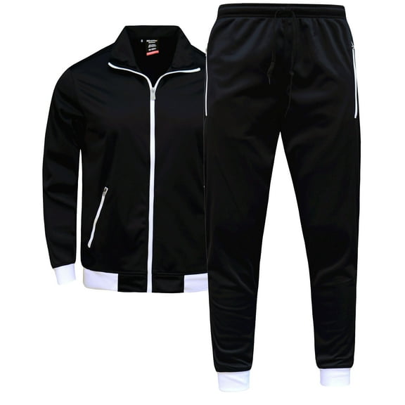MEN 2 PIECE CLASSIC SOLID JOGGER TRACK JACKET & PANTS TRACKSUIT W/DRAWSTRINGS SMALL UPTO 5XL