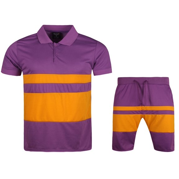 MEN CLASSIC 2 PIECE L.WEIGHT PK SOLID STRIPED SHORT SETS W/DRAWSTRINGS