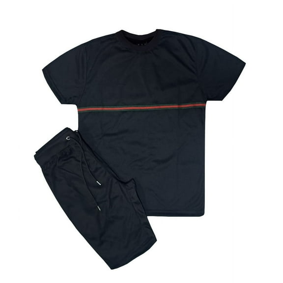 MEN CLASSIC 2 PIECE L.WEIGHT TECHNICAL STRIPES SHORT SETS W/DRAWSTRINGS