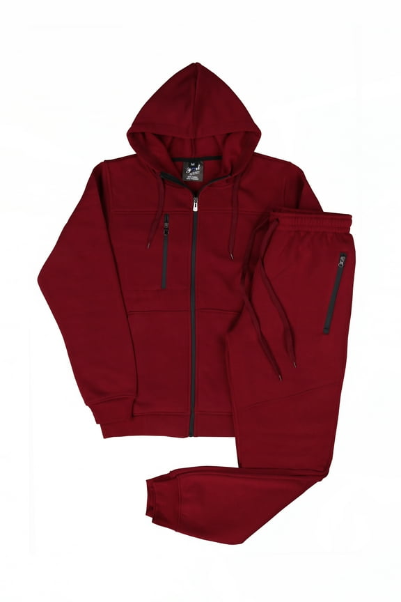 MEN CLASSIC 2 PIECE SOLID TECH FLEECE SWEATSUIT W/DRAWSTRINGS SMALL UPTO 5X