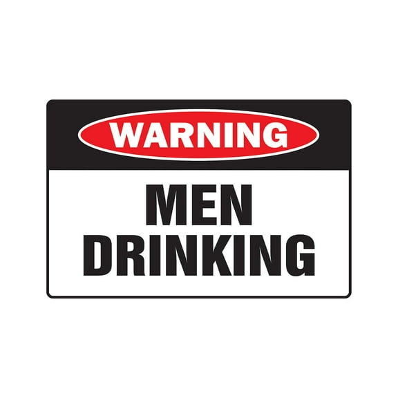 MEN DRINKING Warning Decal drunk alcohol beer liquor bar drunk pub