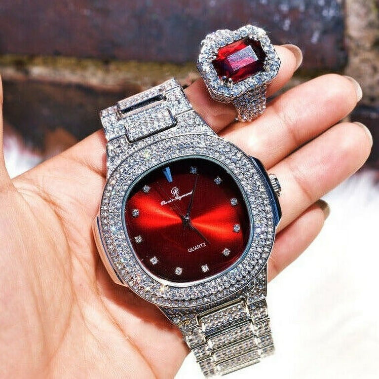 Mens hip hop diamond watches deals