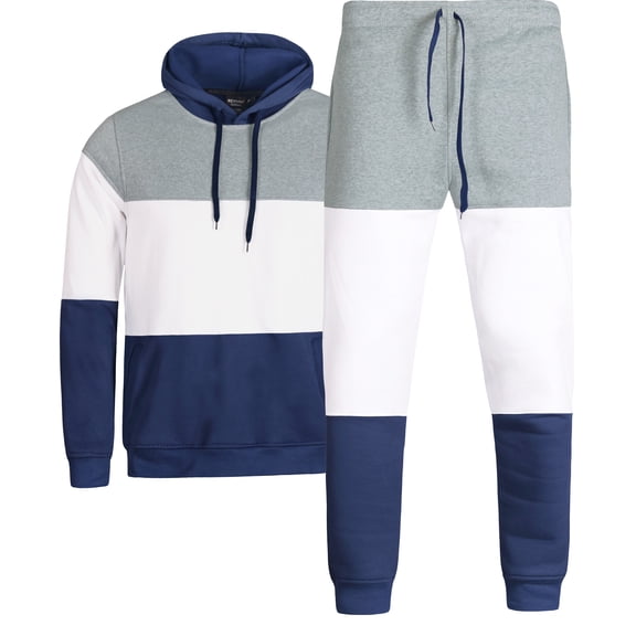 MEN'S 2 PIECE CLASSIC JOGGER COLORBLOCK STRIPED SWEATSUIT PANTS & JACKET W/ DRAWSTRING'S