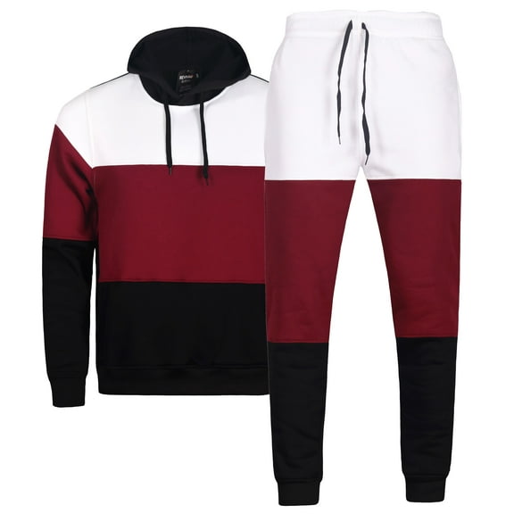 MEN'S 2 PIECE CLASSIC JOGGER COLORBLOCK STRIPED SWEATSUIT PANTS & JACKET W/ DRAWSTRING'S
