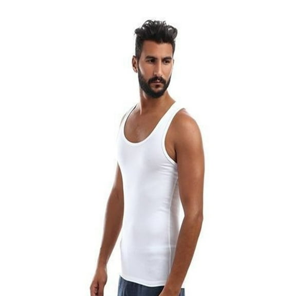 MEN'S ACTIVEWEAR TANK TOP FINEST EGYPTIAN COTTON CHARMING DEEP INDULGENT COTTON ELEGANCE BREATHABLE NEAT STRETCHY WHITE 3-PACK SIZE LARGE