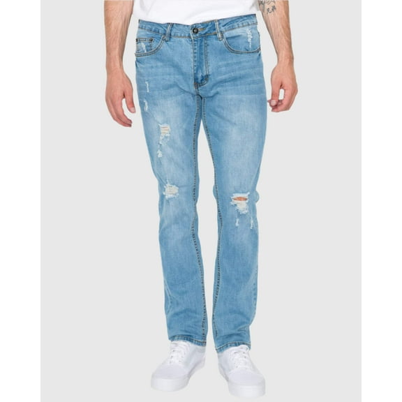 RING OF FIRE Men's Ripped Distressed Slim Fit Stretch Jeans