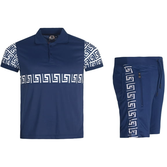 MEN'S CLASSIC 2 PIECE SOLID PRINTED ART DESIGNER SHIRT & SHORT MATCHING SETS