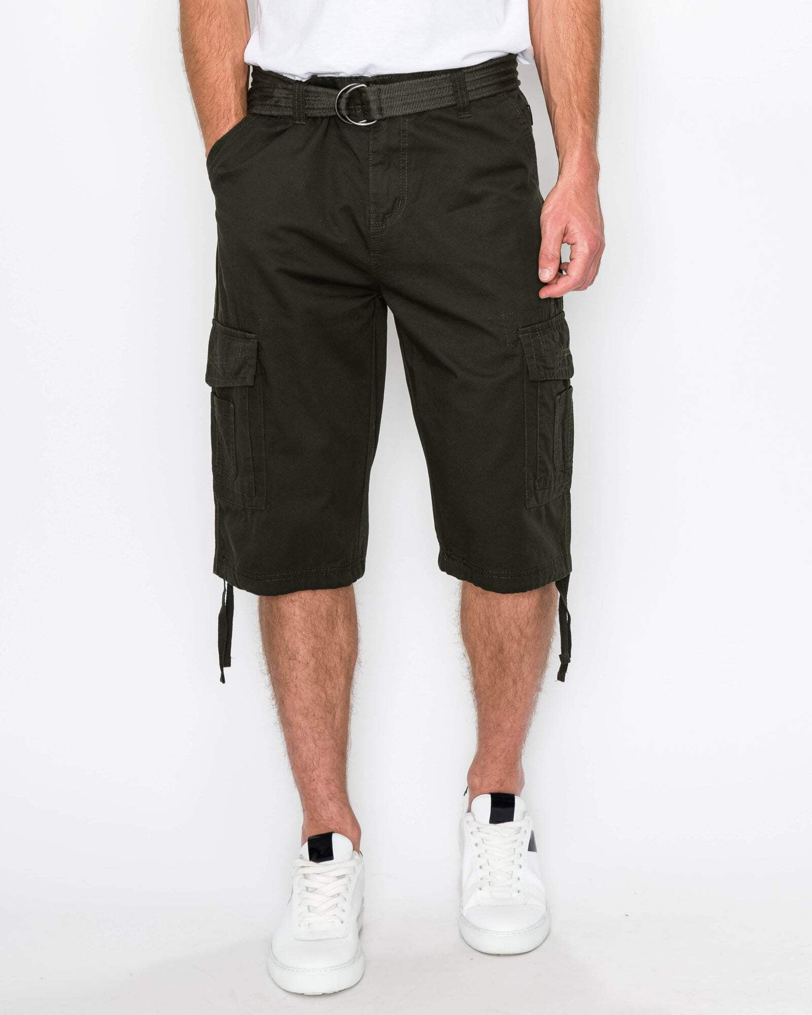 Men's Delano Messenger Cargo Shorts, Twill Stretch Fabric, Belted Below ...
