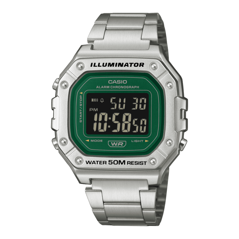 MEN'S DIGITAL STAINLESS STEEL GREEN FACE 50MM W218HD-3AV - Walmart.com