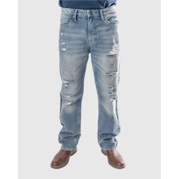 MEN'S FALLS RIPPED STRAIGHT FIT JEANS
