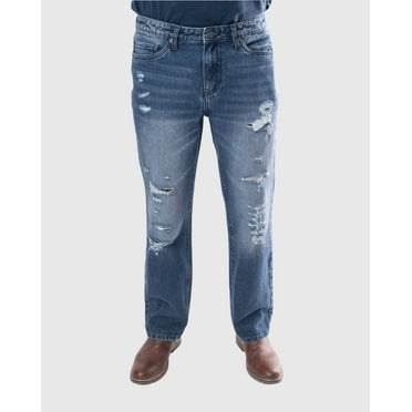 MEN'S FALLS RIPPED STRAIGHT FIT JEANS