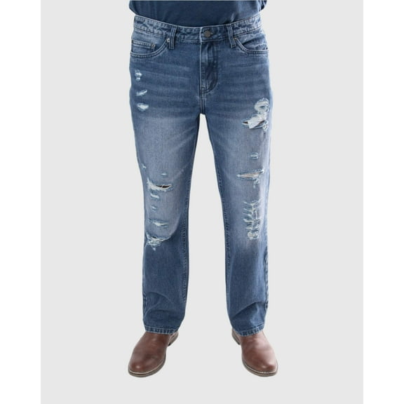 MEN'S FALLS RIPPED STRAIGHT FIT JEANS