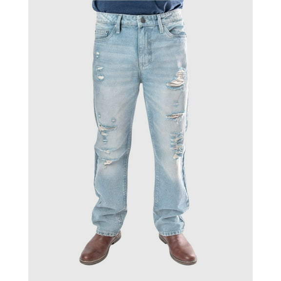 MEN'S FALLS RIPPED STRAIGHT FIT JEANS