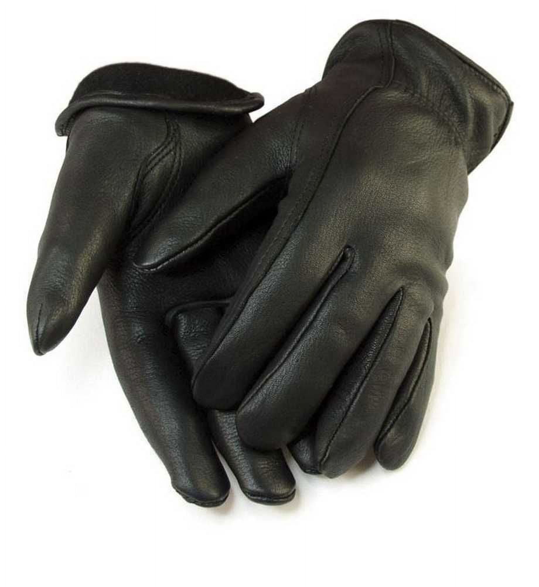 MEN`S FULL GRAIN BLACK DEERSKIN GLOVES LINED 40 GRAM 3M THINSULATE{3XL}